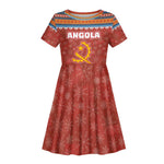 Angola Christmas Kid Short Sleeve Dress Snowflake Pattern Tribal Santa Claus Motif - African Pride