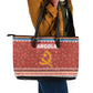 Angola Christmas Leather Tote Bag Snowflake Pattern Tribal Santa Claus Motif - African Pride