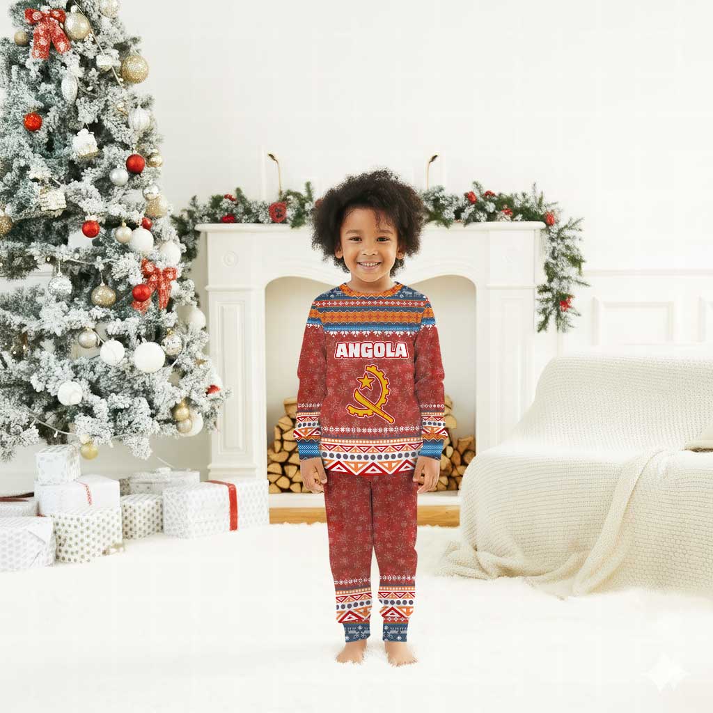 Angola Christmas Pajama Set Snowflake Pattern Tribal Santa Claus Motif - African Pride