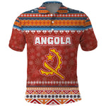 Angola Christmas Polo Shirt Snowflake Pattern Tribal Santa Claus Motif - African Pride