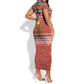 Angola Christmas Short Sleeve Bodycon Dress Snowflake Pattern Tribal Santa Claus Motif - African Pride