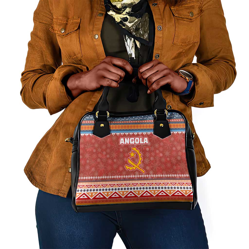 Angola Christmas Shoulder Handbag Snowflake Pattern Tribal Santa Claus Motif - African Pride