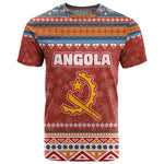 Angola Christmas T shirt Snowflake Pattern Tribal Santa Claus Motif - African Pride