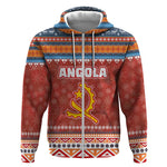 Angola Christmas Zip Hoodie Snowflake Pattern Tribal Santa Claus Motif - African Pride