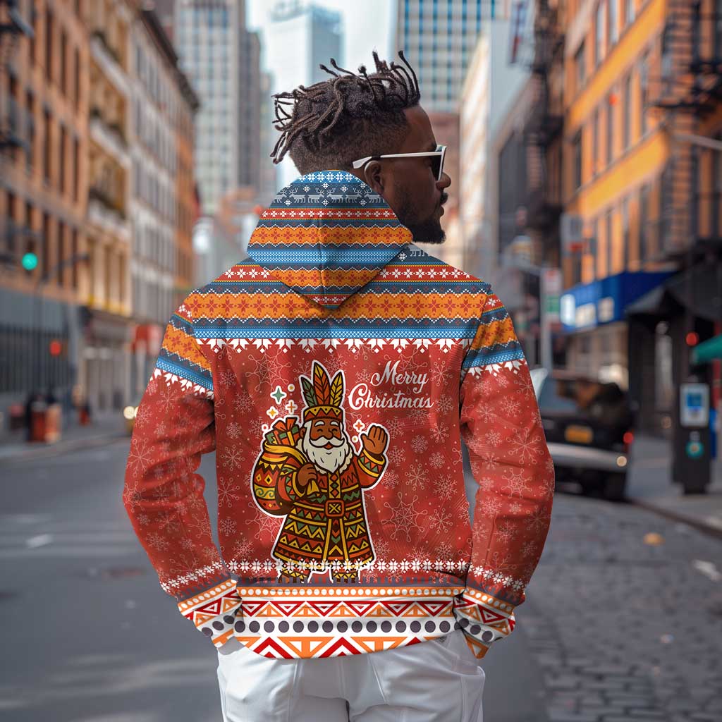 Angola Christmas Zip Hoodie Snowflake Pattern Tribal Santa Claus Motif - African Pride