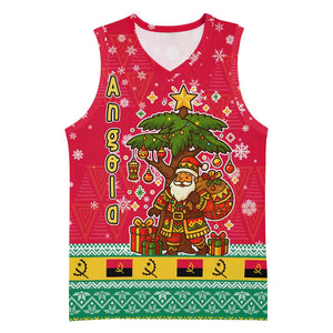 Angola Christmas Basketball Jersey Santa Gifts and National Flag Map Motif TS04