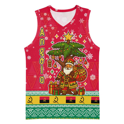 Angola Christmas Basketball Jersey Santa Gifts and National Flag Map Motif TS04