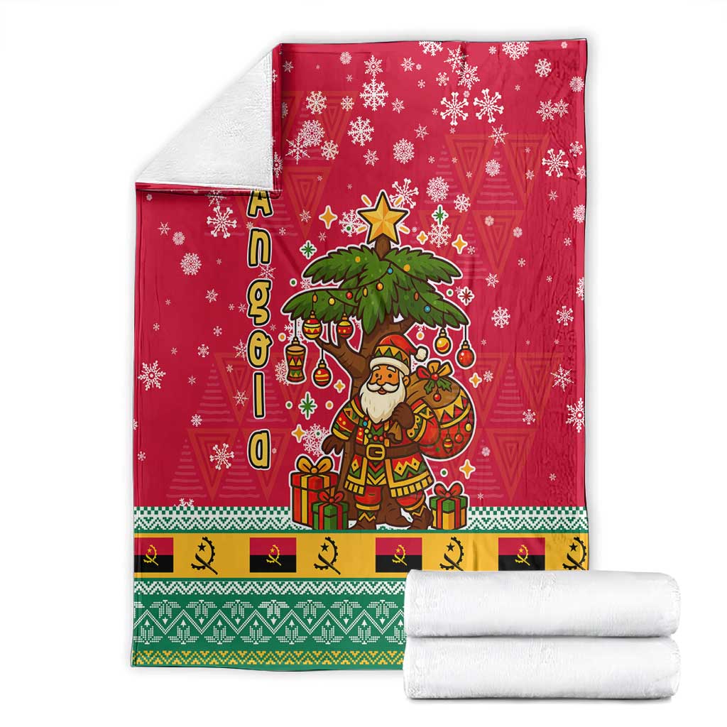Angola Christmas Blanket Santa Gifts and National Flag Map Motif - African Pride