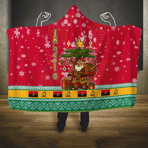 Angola Christmas Hooded Blanket Santa Gifts and National Flag Map Motif - African Pride