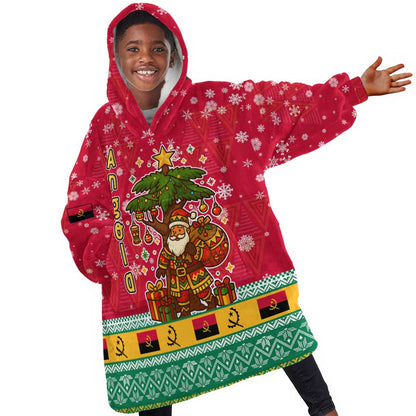 Angola Christmas Kid Wearable Blanket Hoodie Santa Gifts and National Flag Map Motif - African Pride