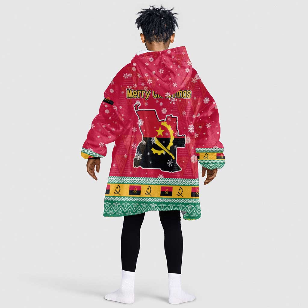 Angola Christmas Kid Wearable Blanket Hoodie Santa Gifts and National Flag Map Motif - African Pride