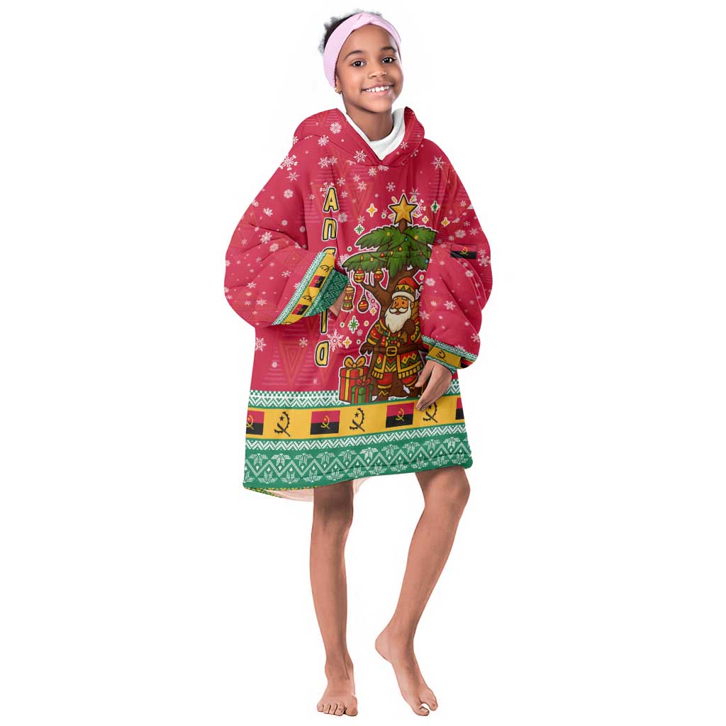 Angola Christmas Kid Wearable Blanket Hoodie Santa Gifts and National Flag Map Motif - African Pride