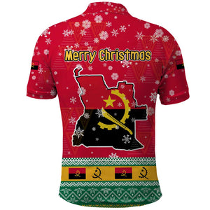 Angola Christmas Polo Shirt Santa Gifts and National Flag Map Motif - African Pride