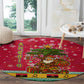 Angola Christmas Round Carpet Santa Gifts and National Flag Map Motif - African Pride