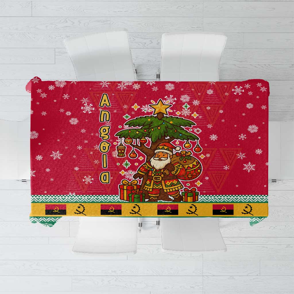 Angola Christmas Tablecloth Santa Gifts and National Flag Map Motif - African Pride