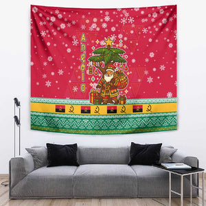 Angola Christmas Tapestry Santa Gifts and National Flag Map Motif - African Pride