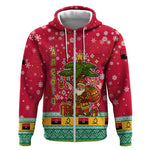 Angola Christmas Zip Hoodie Santa Gifts and National Flag Map Motif - African Pride