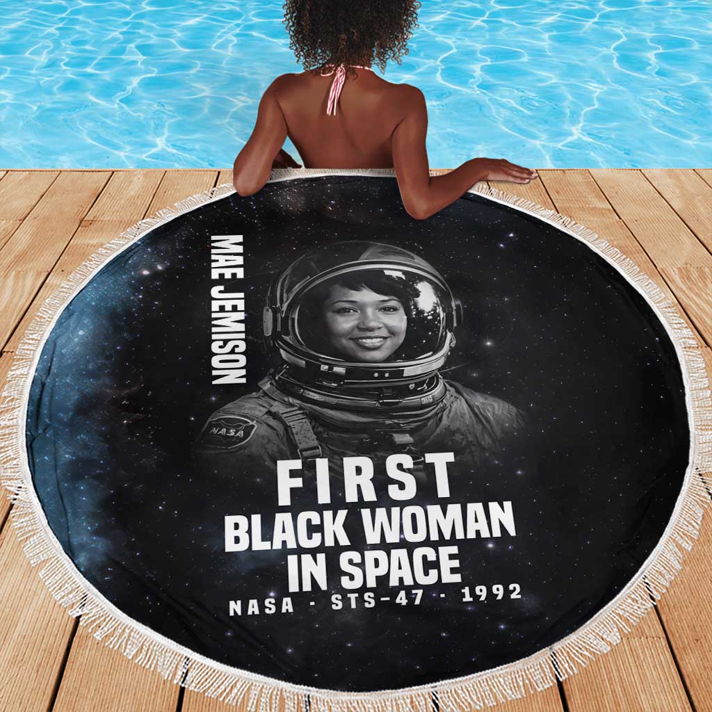 Mae Jemison Beach Blanket with NASA Spacesuit Portrait, First Black Woman - African Pride