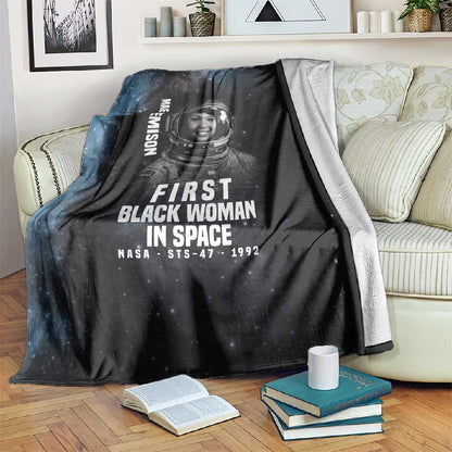 Mae Jemison Blanket with NASA Spacesuit Portrait, First Black Woman - African Pride