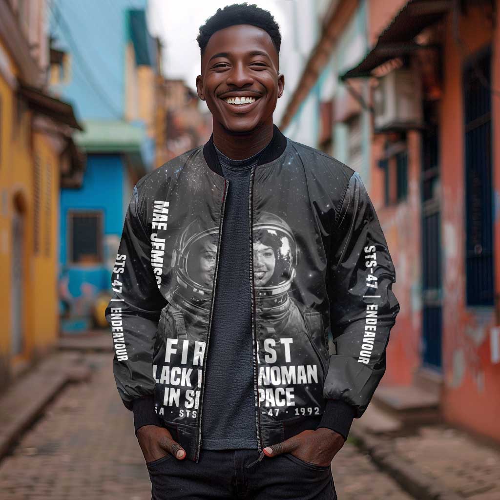 Mae Jemison Bomber Jacket with NASA Spacesuit Portrait, First Black Woman - African Pride