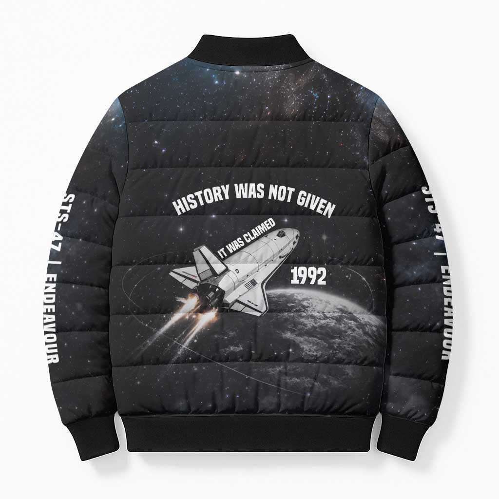 Mae Jemison Bomber Puffer Jacket with NASA Spacesuit Portrait, First Black Woman - African Pride