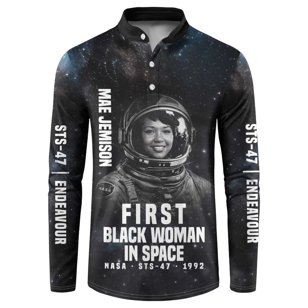 Mae Jemison Button Sweatshirt with NASA Spacesuit Portrait, First Black Woman