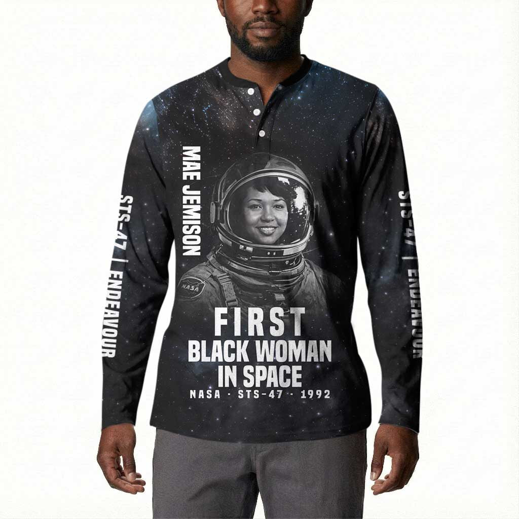 Mae Jemison Button Sweatshirt with NASA Spacesuit Portrait, First Black Woman