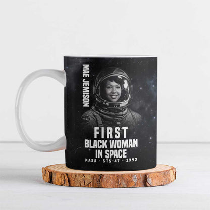 Mae Jemison Ceramic Mug with NASA Spacesuit Portrait, First Black Woman - African Pride