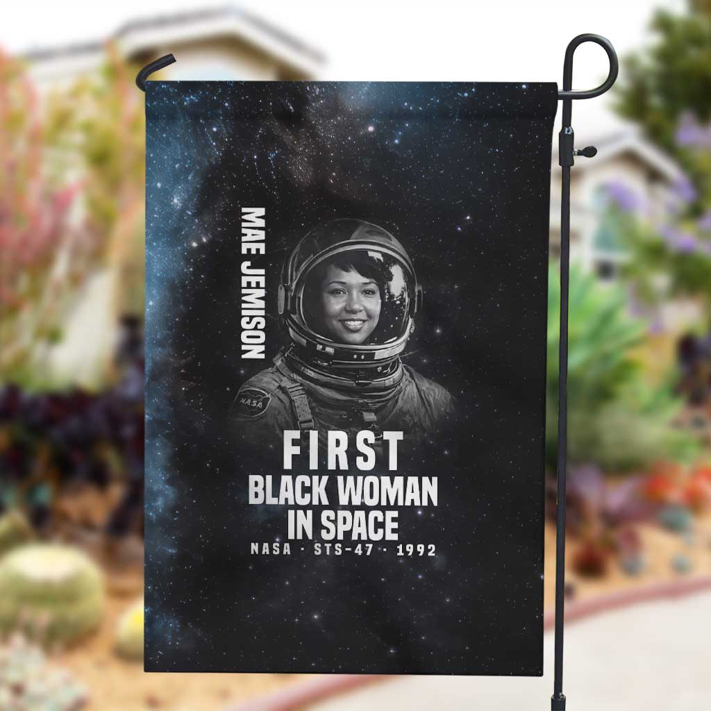 Mae Jemison Garden Flag with NASA Spacesuit Portrait, First Black Woman - African Pride