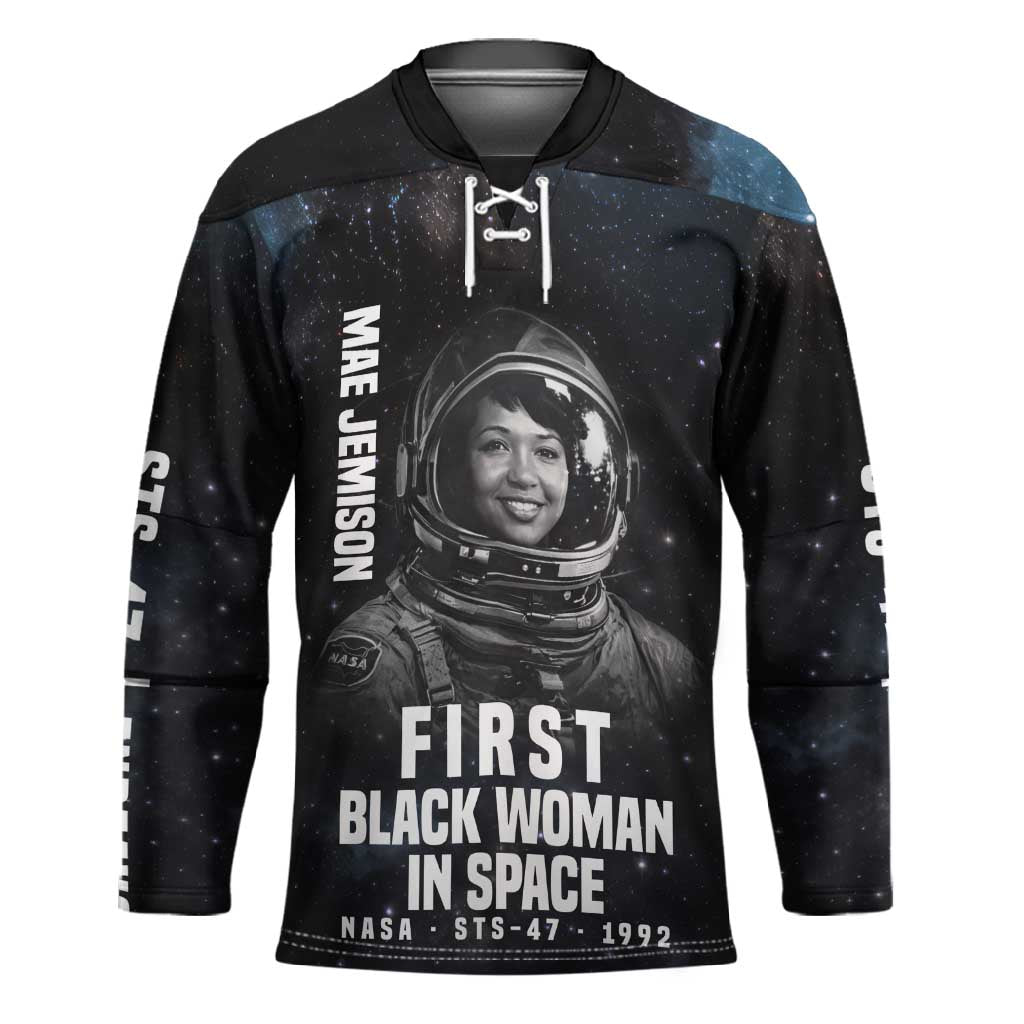 Mae Jemison Hockey Jersey with NASA Spacesuit Portrait, First Black Woman - African Pride