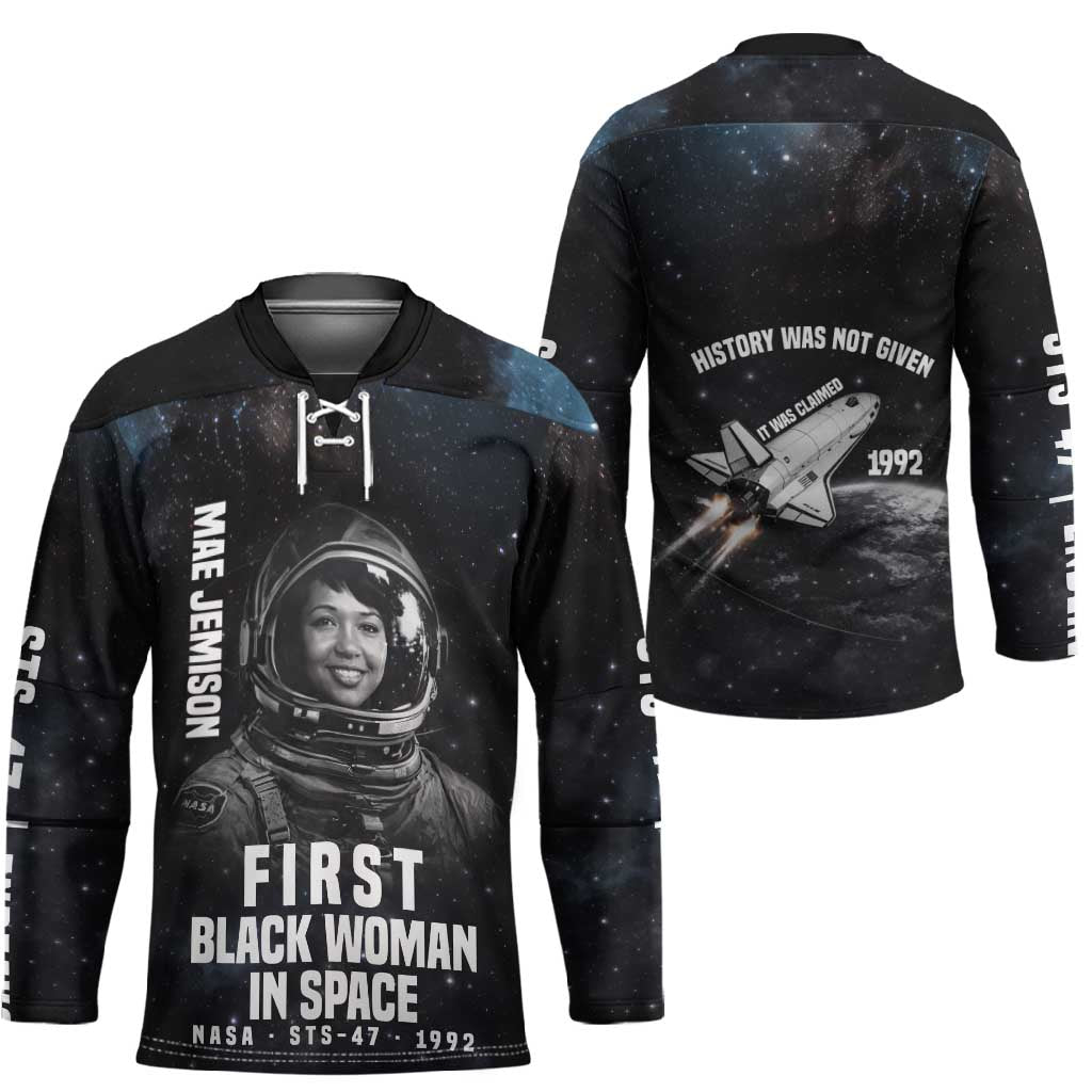 Mae Jemison Hockey Jersey with NASA Spacesuit Portrait, First Black Woman - African Pride