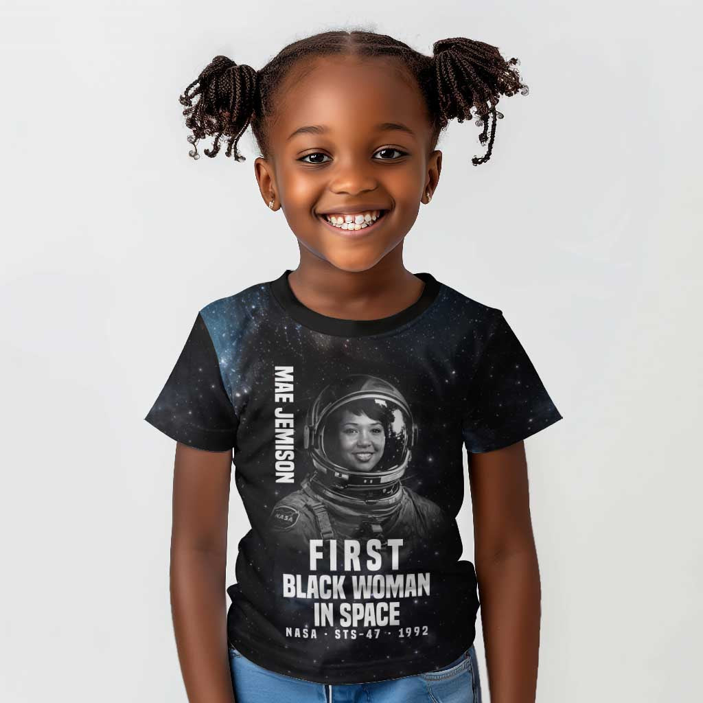 Mae Jemison Kid T shirt with NASA Spacesuit Portrait, First Black Woman - African Pride
