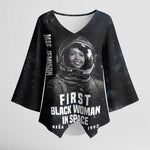 Mae Jemison Kimono Sleeve Blouse with NASA Spacesuit Portrait, First Black Woman - African Pride