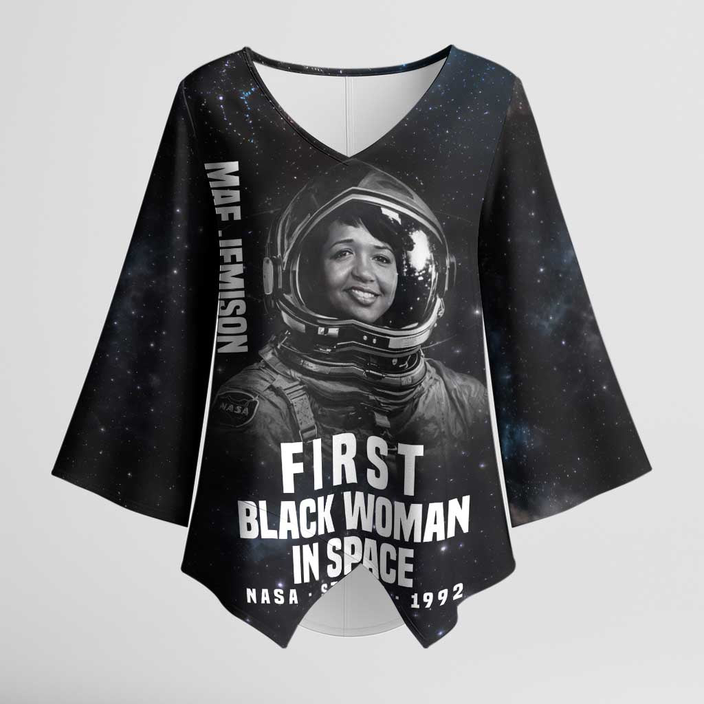 Mae Jemison Kimono Sleeve Blouse with NASA Spacesuit Portrait, First Black Woman - African Pride