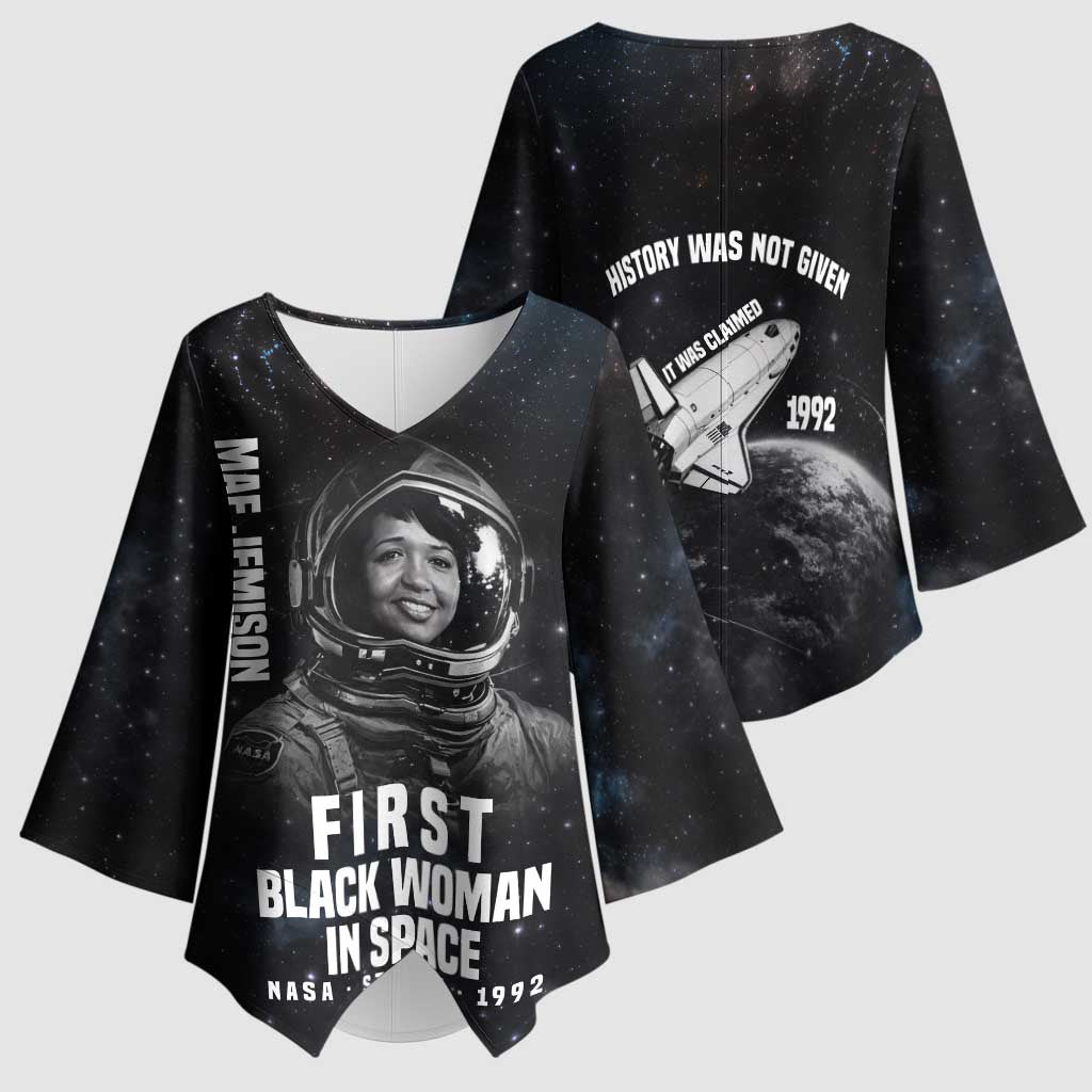 Mae Jemison Kimono Sleeve Blouse with NASA Spacesuit Portrait, First Black Woman - African Pride