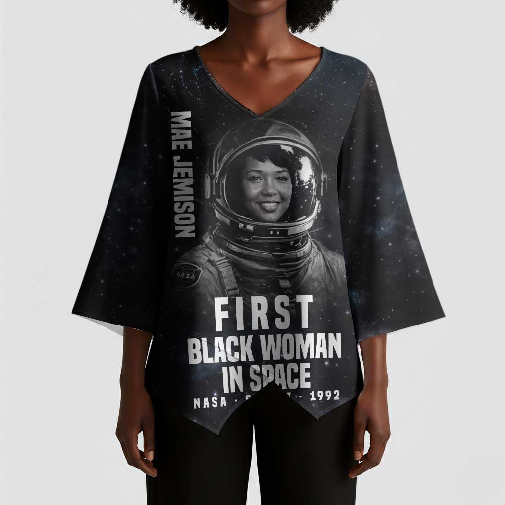 Mae Jemison Kimono Sleeve Blouse with NASA Spacesuit Portrait, First Black Woman - African Pride