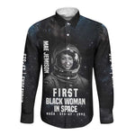Mae Jemison Long Sleeve Button Shirt with NASA Spacesuit Portrait, First Black Woman - African Pride