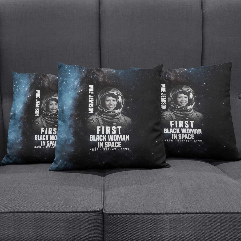 Mae Jemison Pillow Cover with NASA Spacesuit Portrait, First Black Woman - African Pride