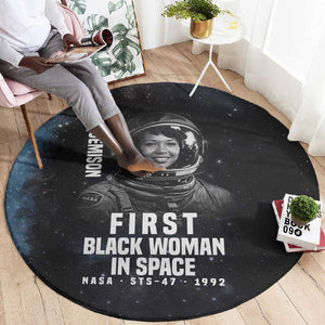 Mae Jemison Round Carpet with NASA Spacesuit Portrait, First Black Woman - African Pride