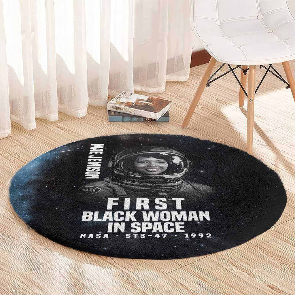 Mae Jemison Round Carpet with NASA Spacesuit Portrait, First Black Woman - African Pride