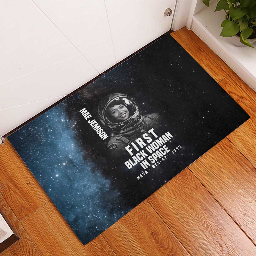 Mae Jemison Rubber Doormat with NASA Spacesuit Portrait, First Black Woman - African Pride
