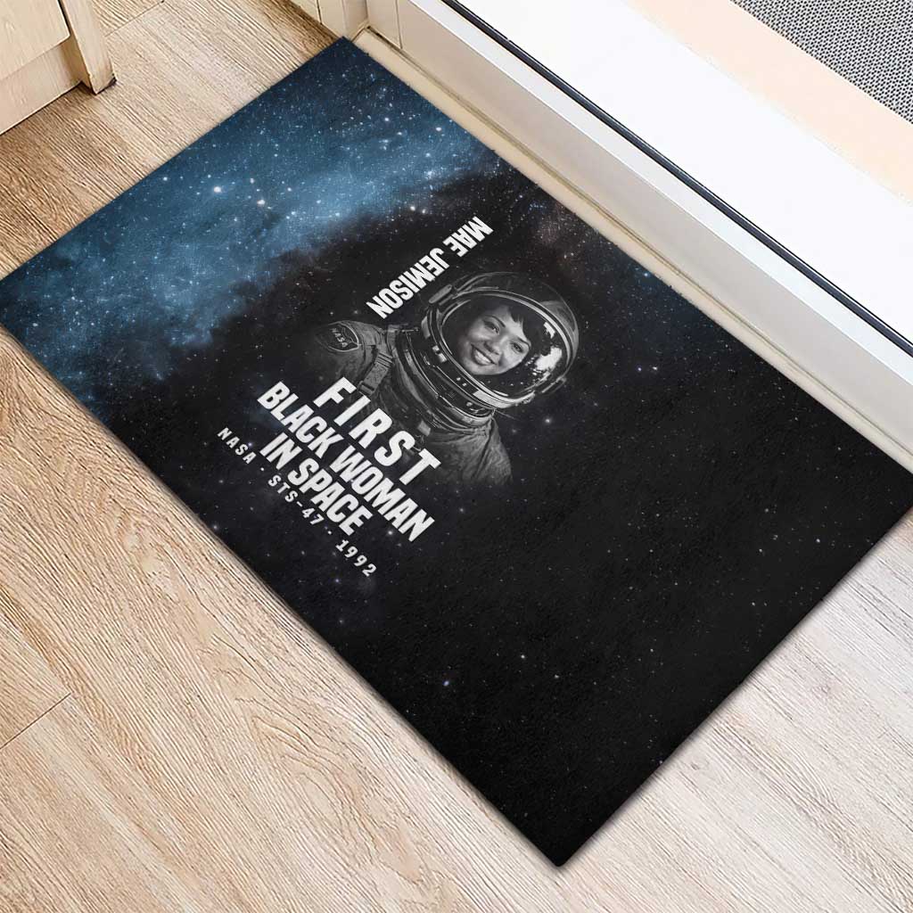 Mae Jemison Rubber Doormat with NASA Spacesuit Portrait, First Black Woman - African Pride