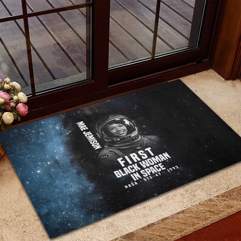 Mae Jemison Rubber Doormat with NASA Spacesuit Portrait, First Black Woman - African Pride