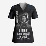 Mae Jemison Scrub Top with NASA Spacesuit Portrait, First Black Woman - African Pride