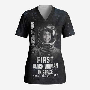 Mae Jemison Scrub Top with NASA Spacesuit Portrait, First Black Woman - African Pride