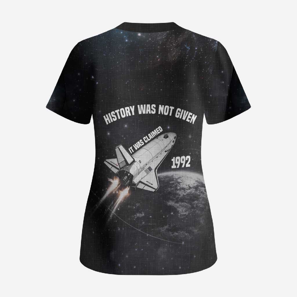 Mae Jemison Scrub Top with NASA Spacesuit Portrait, First Black Woman - African Pride
