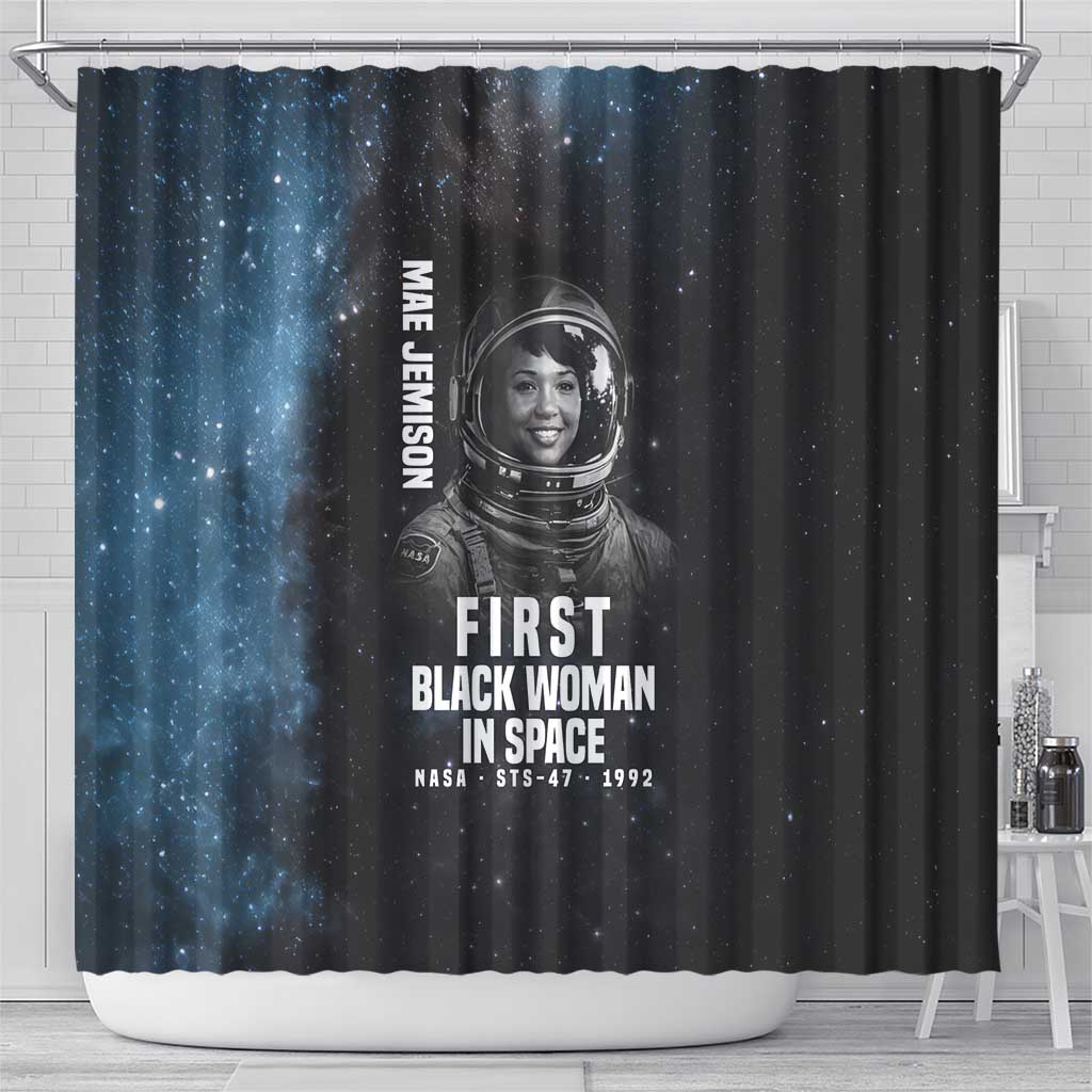 Mae Jemison Shower Curtain with NASA Spacesuit Portrait, First Black Woman - African Pride