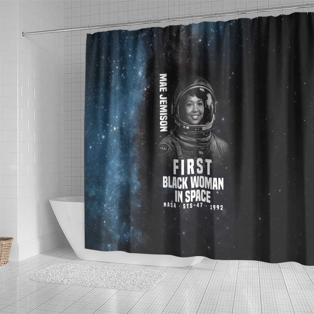 Mae Jemison Shower Curtain with NASA Spacesuit Portrait, First Black Woman - African Pride