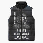 Mae Jemison Sleeveless Puffer Jacket with NASA Spacesuit Portrait, First Black Woman - African Pride