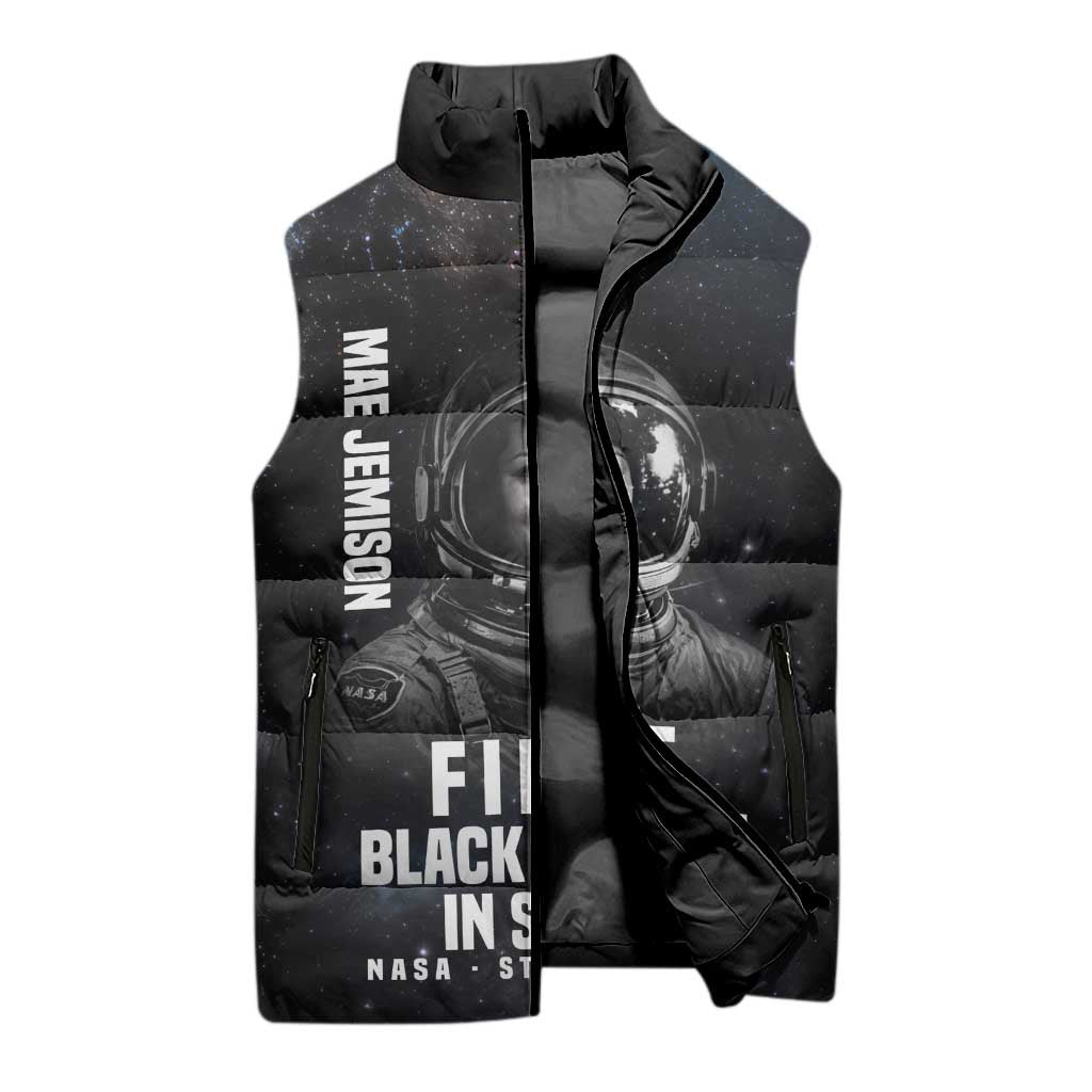 Mae Jemison Sleeveless Puffer Jacket with NASA Spacesuit Portrait, First Black Woman - African Pride